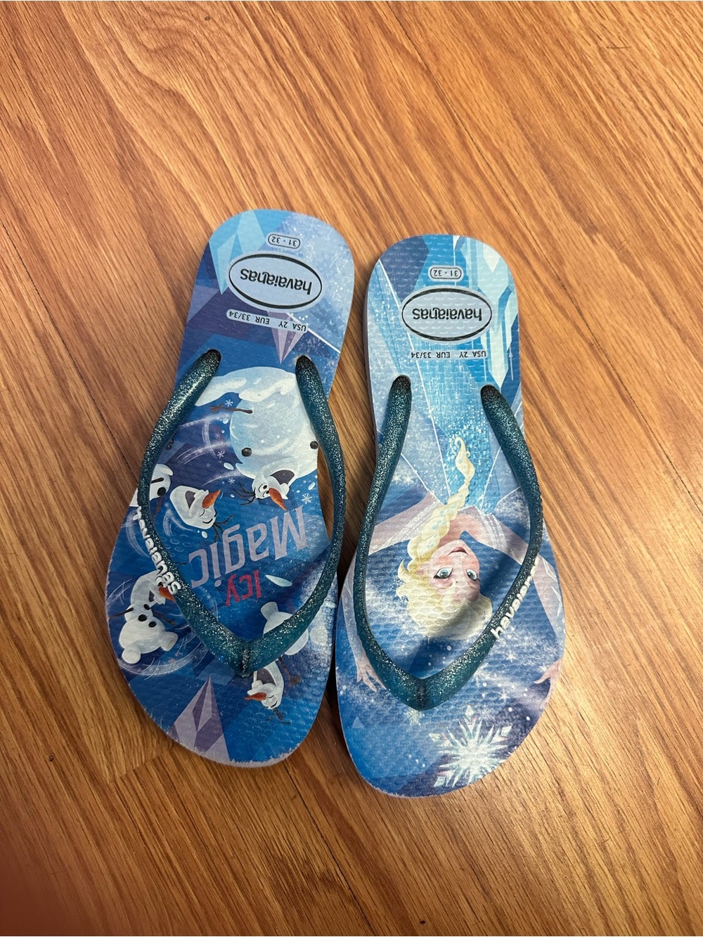 Havaianas Kids Blue Frozen Character Flip Flops